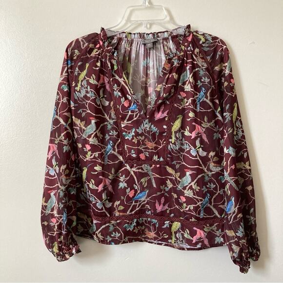 J. Crew Tops - Bird Print Blouse J.Crew Point Sur Popover in Menagerie Print XS